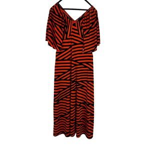 Orange and Black Stripe Maxi Dress Size: 1X